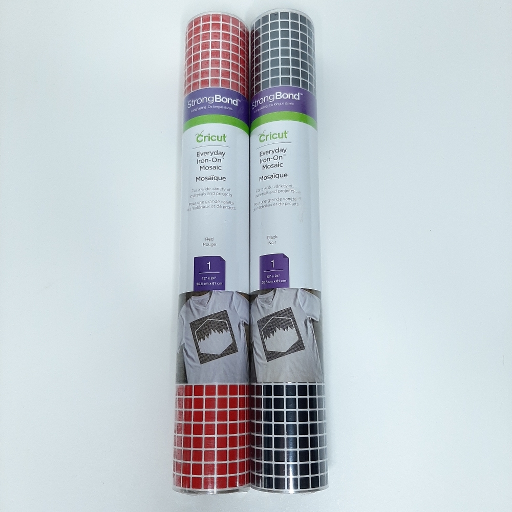 Cricut Everyday Iron-On Mosaic Squares Strong Bond Set of Two Red and Black